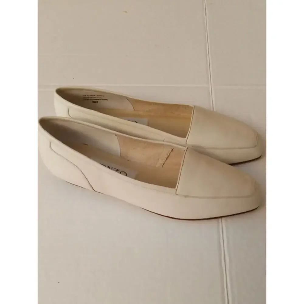 NWOT Enzo Angiolini Women's Size 6.5M Cream Leather Loafers. Comfy,Classy